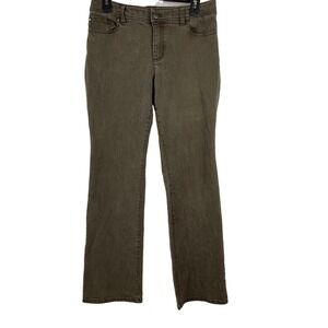 Chico's Platinum Straight Leg Jeans Women Size 1 Regular Olive Brown Stretch